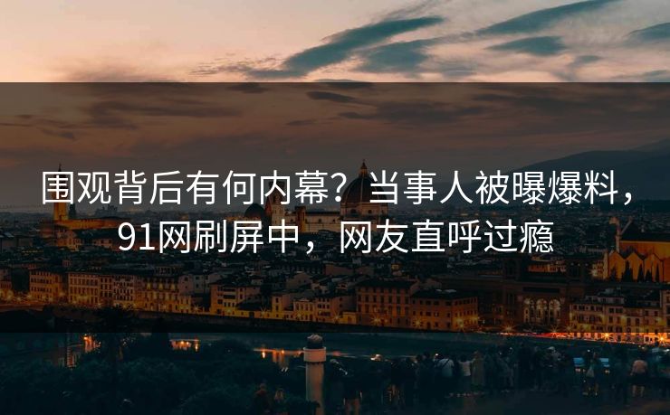 围观背后有何内幕？当事人被曝爆料，91网刷屏中，网友直呼过瘾