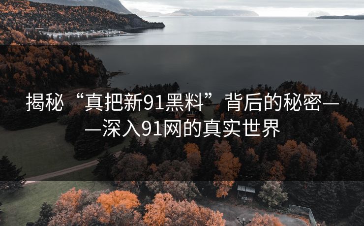 揭秘“真把新91黑料”背后的秘密——深入91网的真实世界