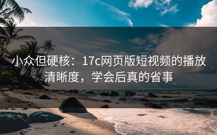 小众但硬核：17c网页版短视频的播放清晰度，学会后真的省事