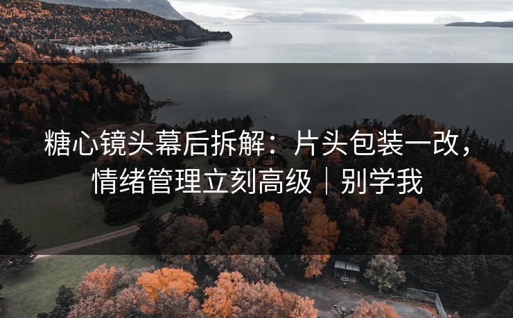 糖心镜头幕后拆解：片头包装一改，情绪管理立刻高级｜别学我
